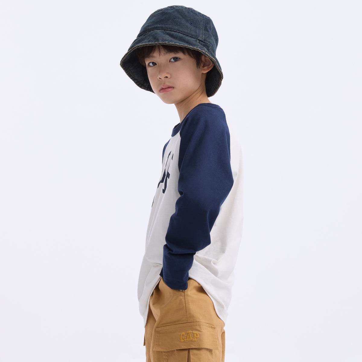 Gap футболка хлопок мода colour block длинный рукав детский стиль - Boxette Shop