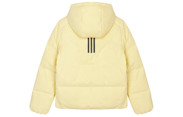 Adidas мода сотня письмо капюшоном с длинным рукавом теплый хлебобулочный пуховик женский желтый