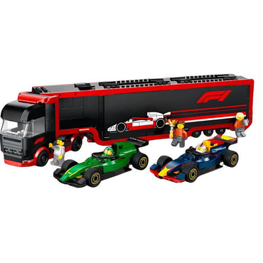 Конструктор LEGO Грузовик с гоночными автомобилями Red Bull RB20 и Aston Martin AMR24 F1 (60445) - Boxette Shop