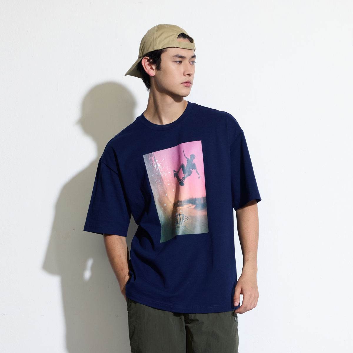 Футболка с коротким рукавом gap heavy loose printed round neck short sleeve t-shirt для мужчин и женщин - Boxette Shop