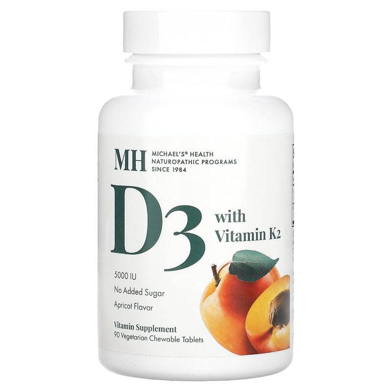 БАД Michael's Health, витамин D3, K2, вкус абрикоса, 90 жевательных таблеток - Boxette Shop
