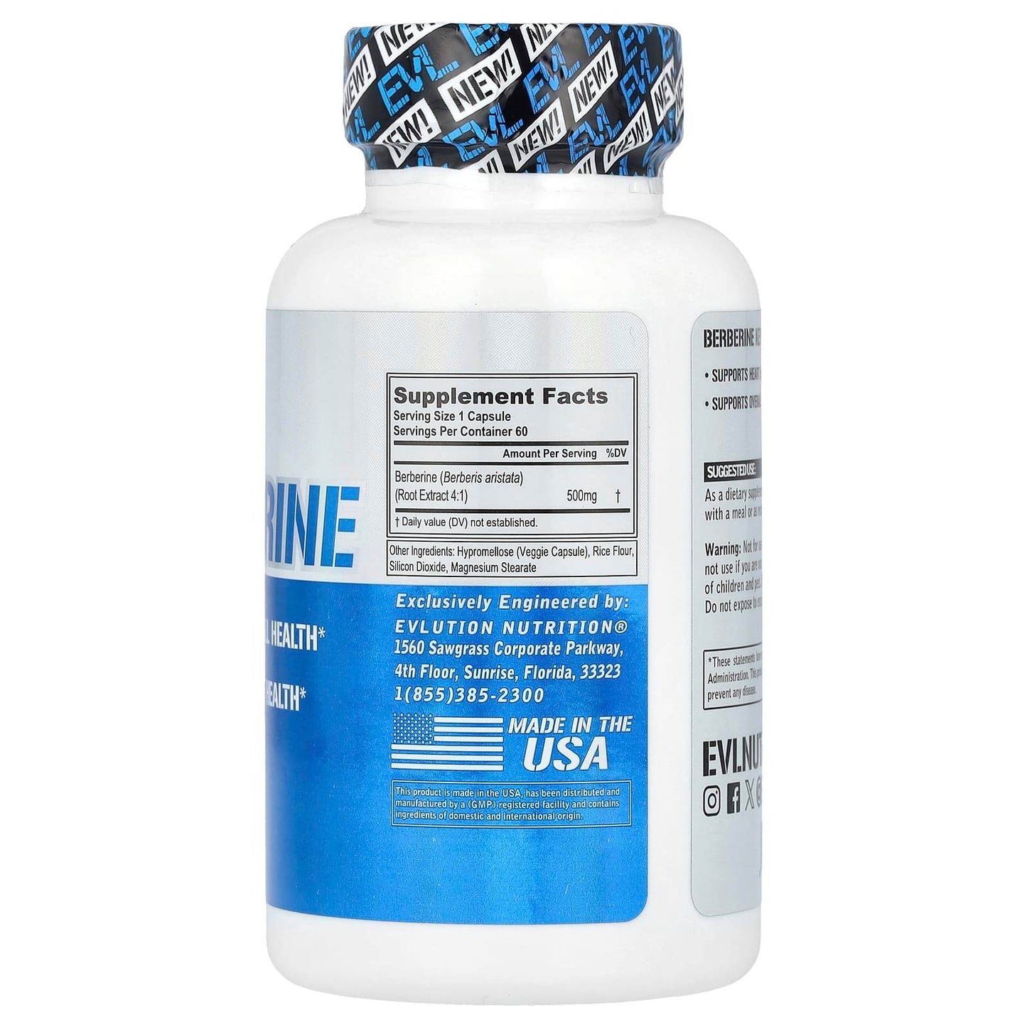 БАД EVLution Nutrition, берберин, 60 капсул - Boxette Shop