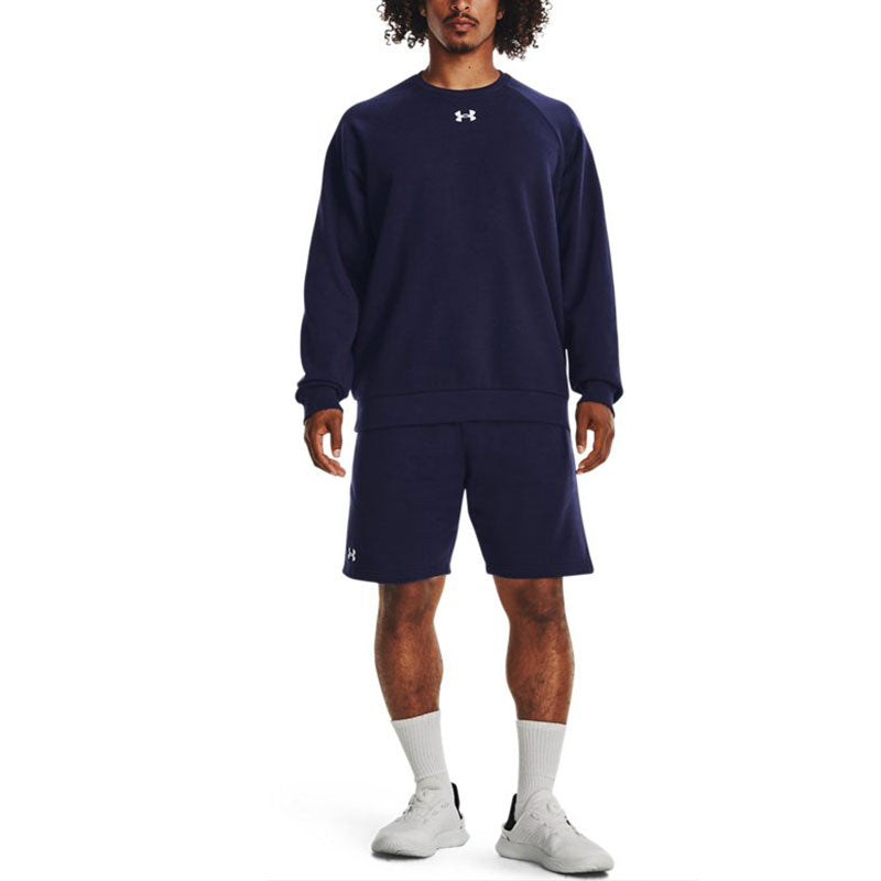 Under armour rival solid fleece crew neck training sweatshirt men's dark blue