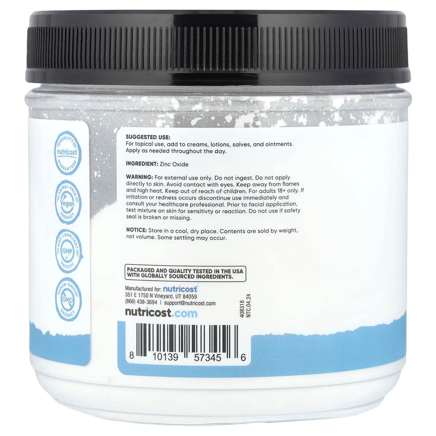 Пищевая добавка Nutricost Essential, оксид цинка в порошке, 500г - Boxette Shop