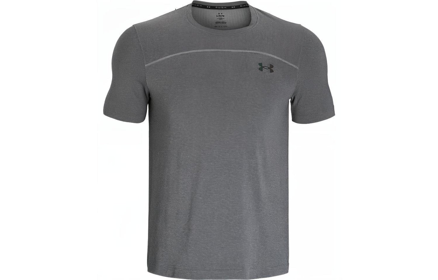 Under armour ua rush vanish elite american vintage back letter print sports crew neck short sleeve t-shirt men's rhino grey