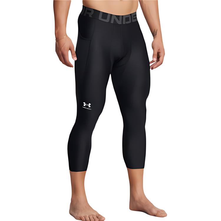 Under armour heatgearvanish буквы совпадение тонкий 7 тренировки фитнес внутренние леггинсы спортивные брюки мужские черный