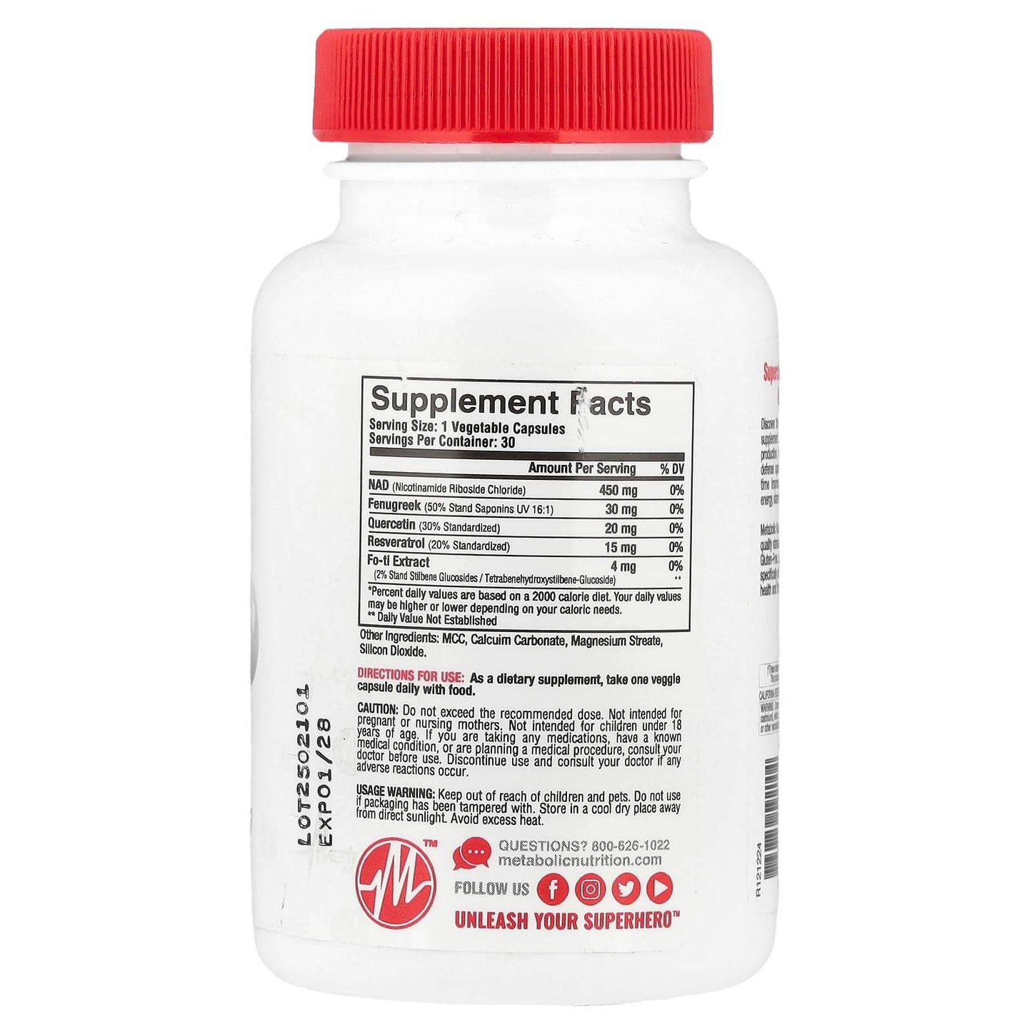 БАД Metabolic Nutrition, NAD DAILY / MAX / MAX+, 30 капсул - Boxette Shop