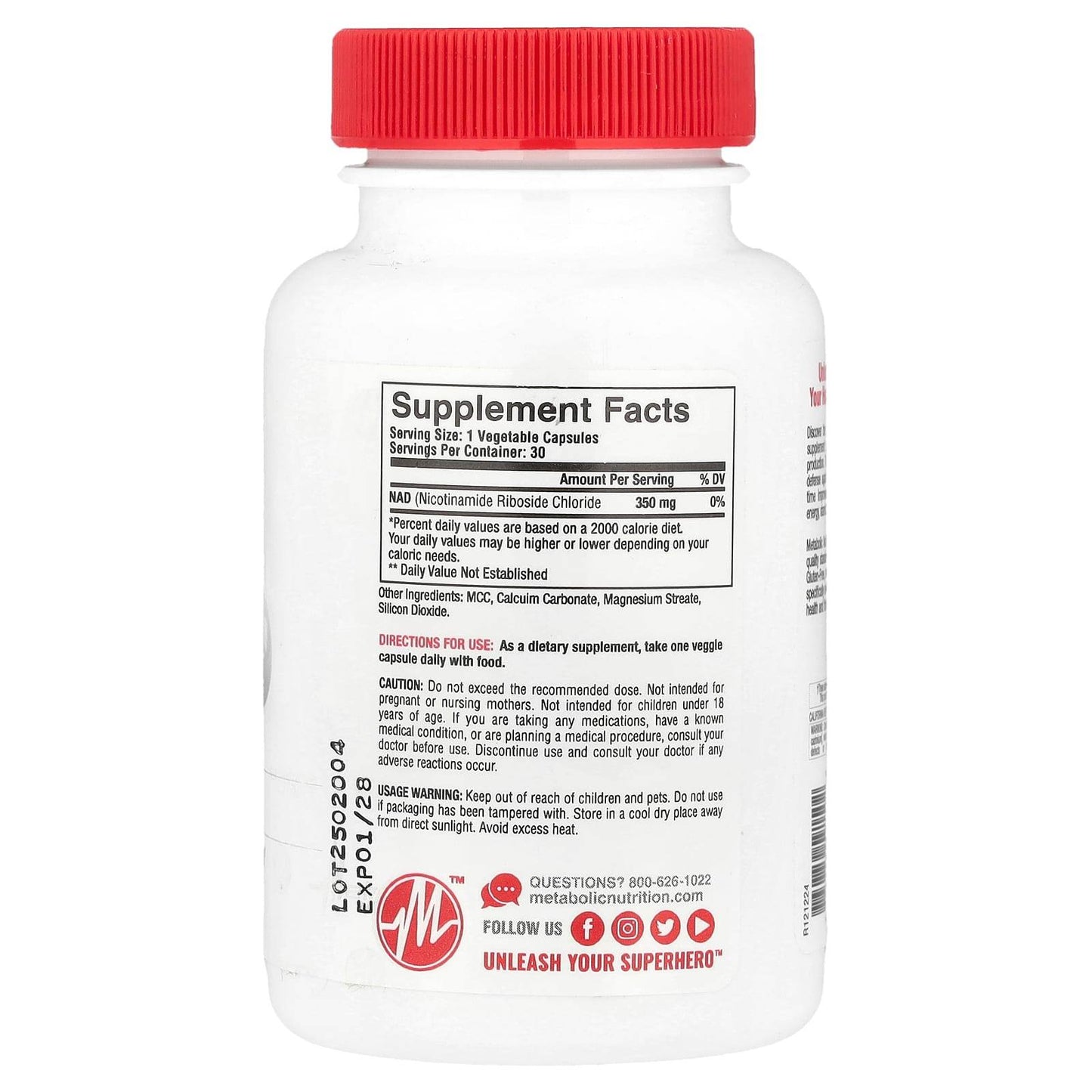 БАД Metabolic Nutrition, NAD DAILY / MAX / MAX+, 30 капсул - Boxette Shop