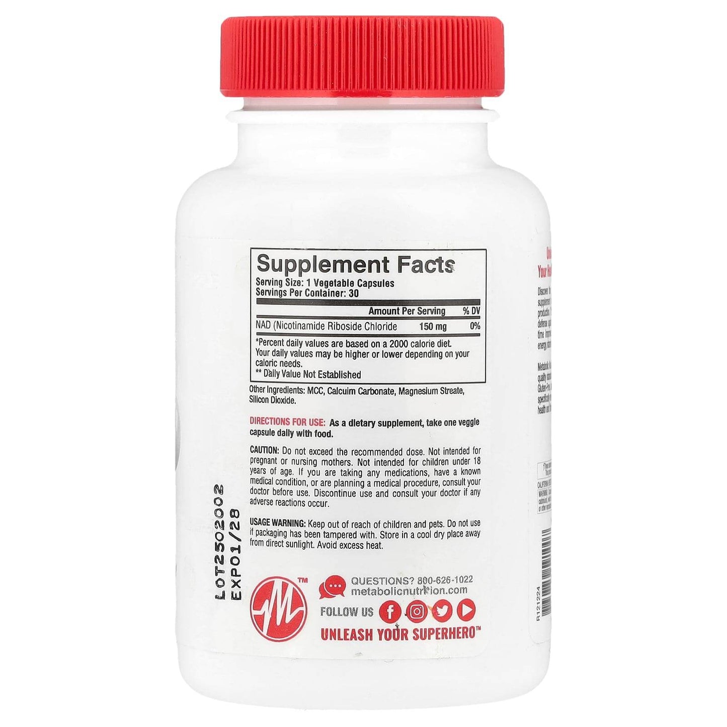 БАД Metabolic Nutrition, NAD DAILY / MAX / MAX+, 30 капсул - Boxette Shop