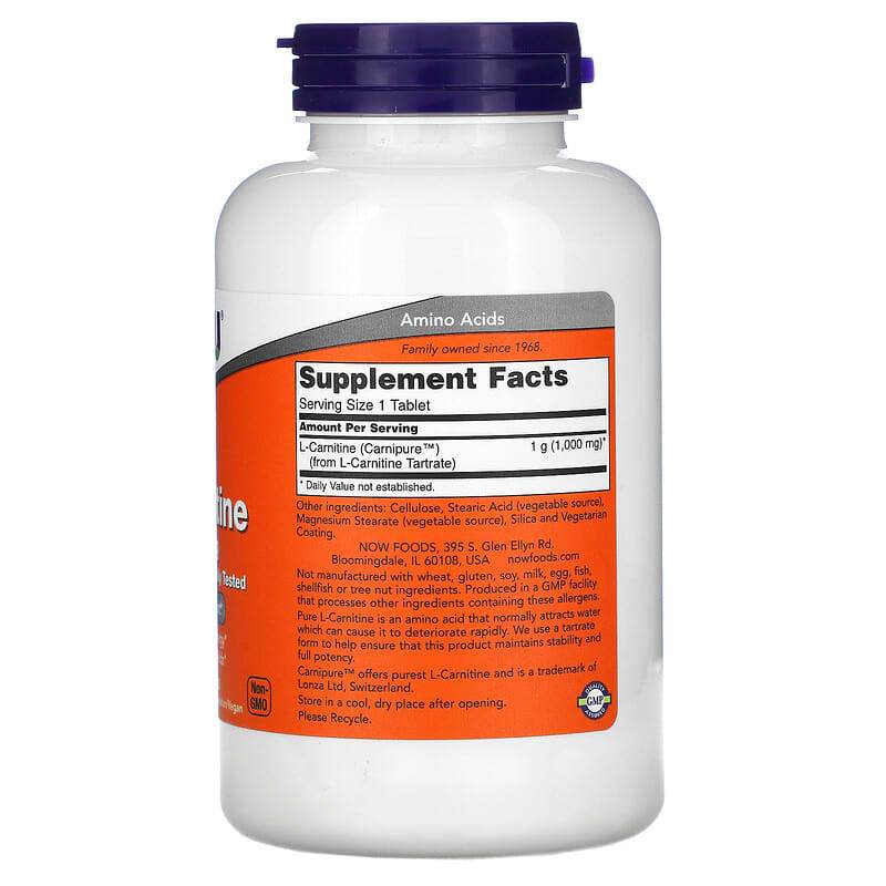 БАД NOW Foods L-Carnitine 1000 mg - Boxette Shop