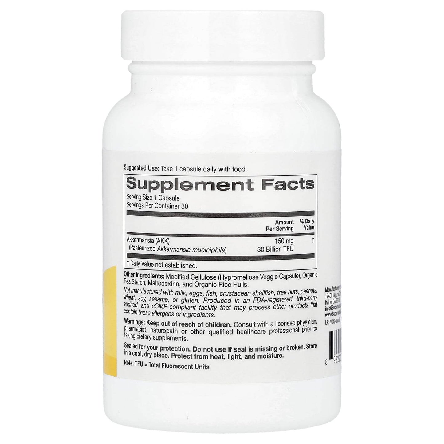 БАД Super Nutrition Akkermansia 30B, 150 мг, 30 капсул - Boxette Shop