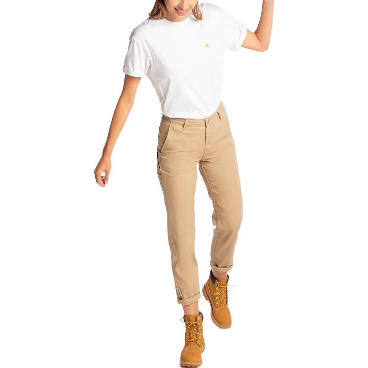 Ayollar Carhartt WIP Qattiq rangli tekis oyoqli kundalik shimlar