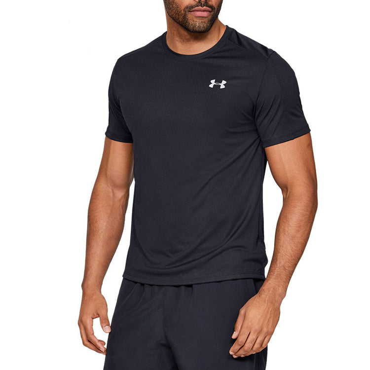 Under armour ua speed stride tight solid colour crew neck pullover short sleeve t-shirt unisex black
