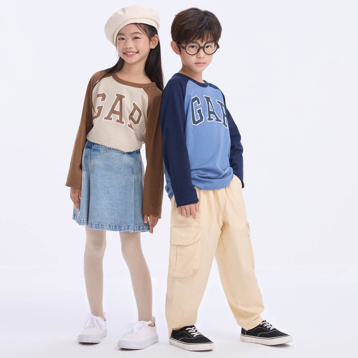 Gap футболка хлопок мода colour block длинный рукав детский стиль - Boxette Shop