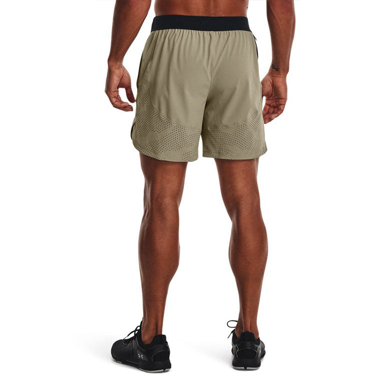 Under armour ss22 stretch solid logo tie breathable athletic training shorts men's khaki