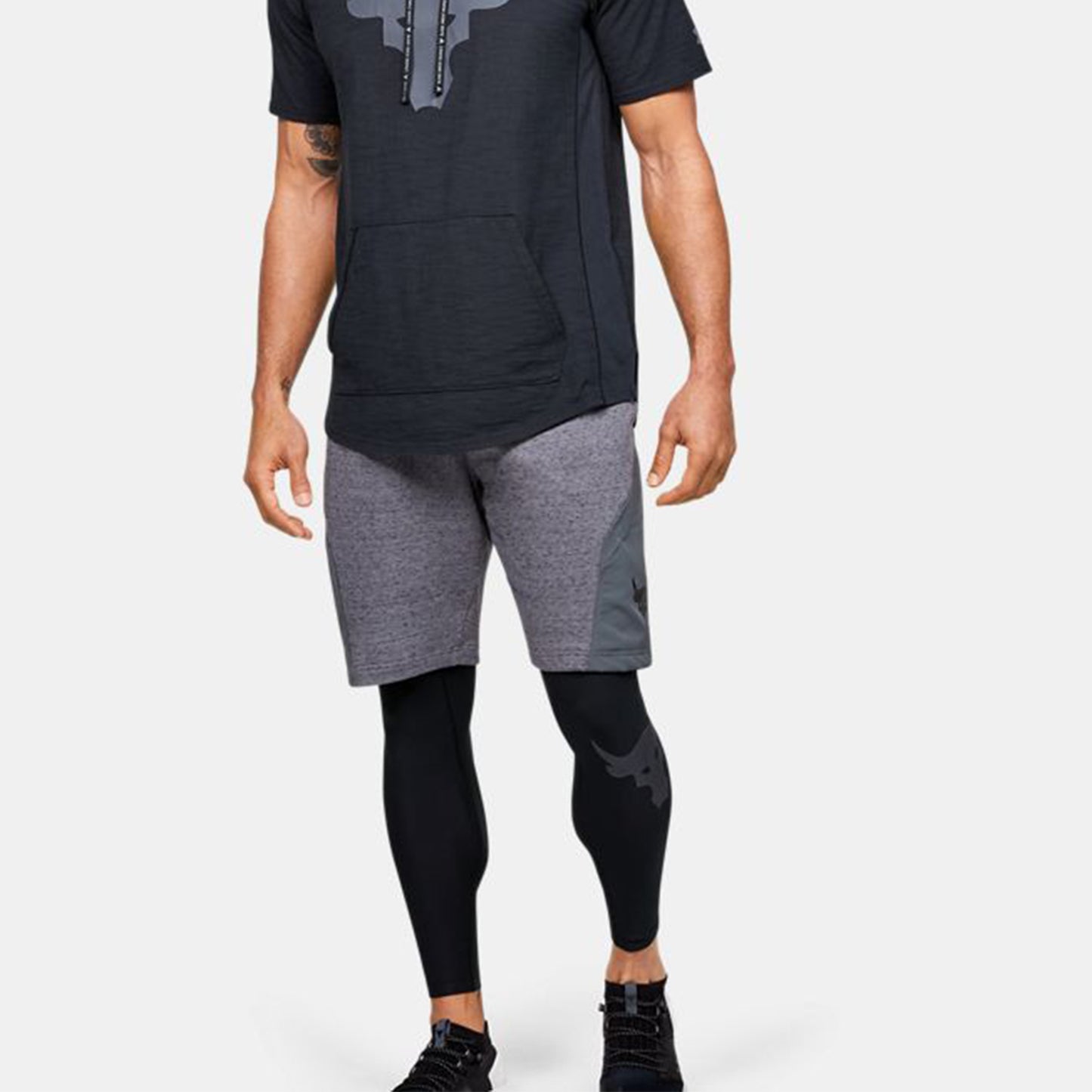 Under armour x monolith johnson совместный бренд project rock skinny брюки для фитнеса мужские черные