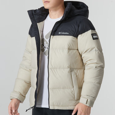 Columbia boulo point 2 columbia colour block patchwork открытый ветрозащитный теплый гусиный пух пуховая куртка мужчины белый
