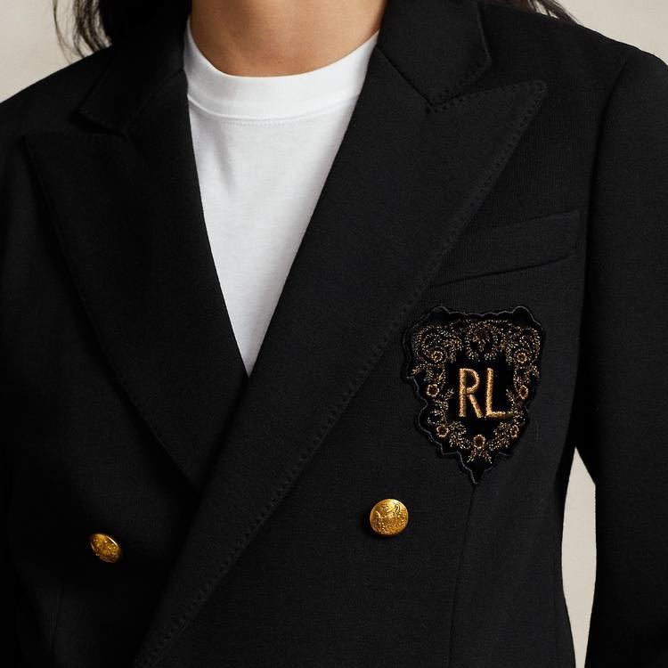 Polo Ralph Lauren SS24 Logo Aplike Qo'sh ko'krakli Slim Fit Uzun yengli Blazer Ayollar Qora