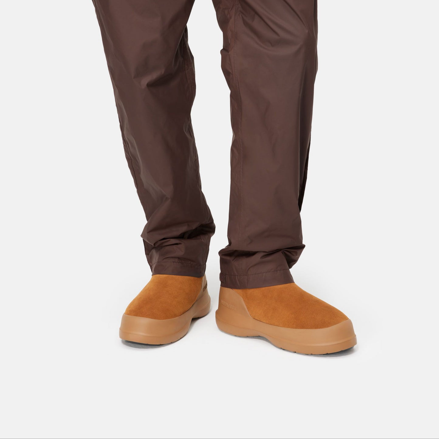 Moon boot luna suede thick sole overlay ankle snow boots women's brown