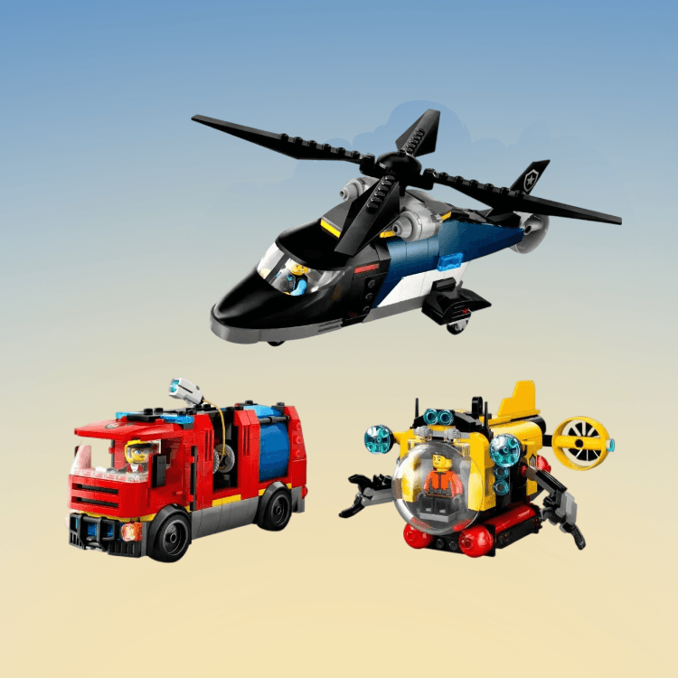 Конструктор LEGO Вертолет, Пожарная машина и Подводная лодка (60462) - Boxette Shop