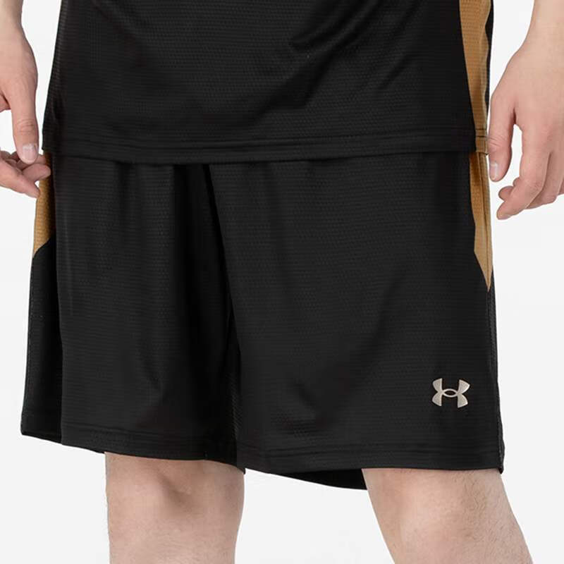 Under armour andromeda бренд логотип печать средней талии сплошной цвет влаги фитинга дышащий бег фитнес тренировки короткие пять баскетбол брюки мужские черный