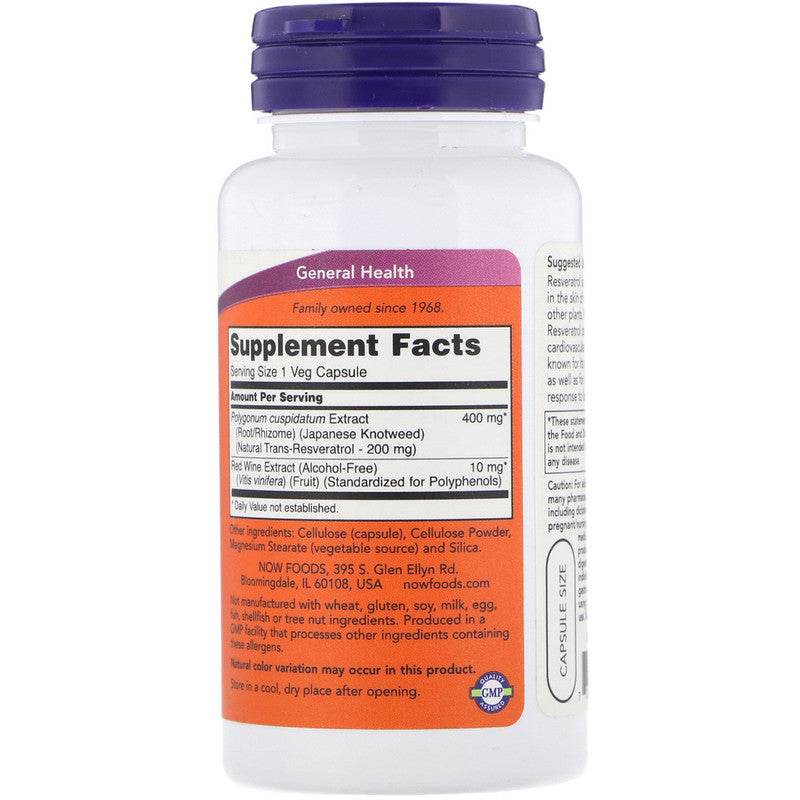 БАД NOW Foods Natural Resveratrol (натуральный ресвератрол) 200 mg - Boxette Shop