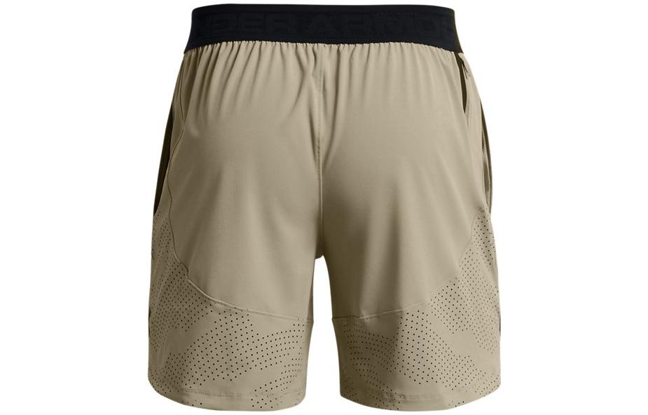 Under armour ss22 stretch solid logo tie breathable athletic training shorts men's khaki
