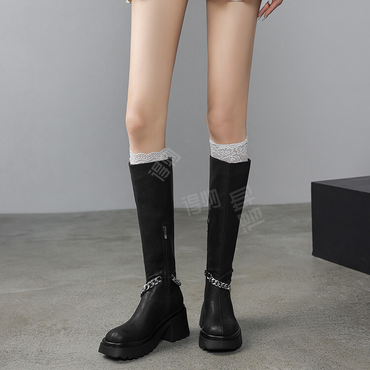 Balletcat показать модели охлаждаются мягкие теплые колледж стиль эластичный v рот молнии супер цепь современный смысл рыцарь сапоги универсальный огромный хорошо выглядят высокие сапоги женские черные
