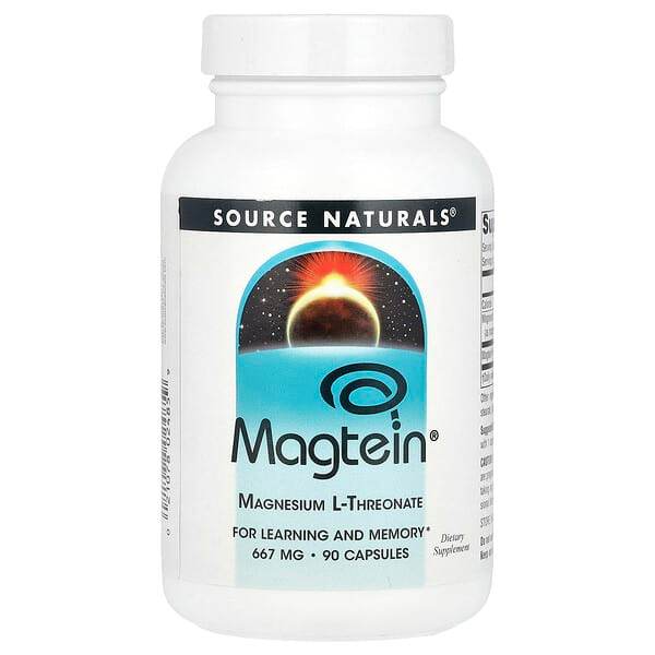 БАД Source Naturals Magtein, L-треонат магния, 667 мг, 90 капсул - Boxette Shop