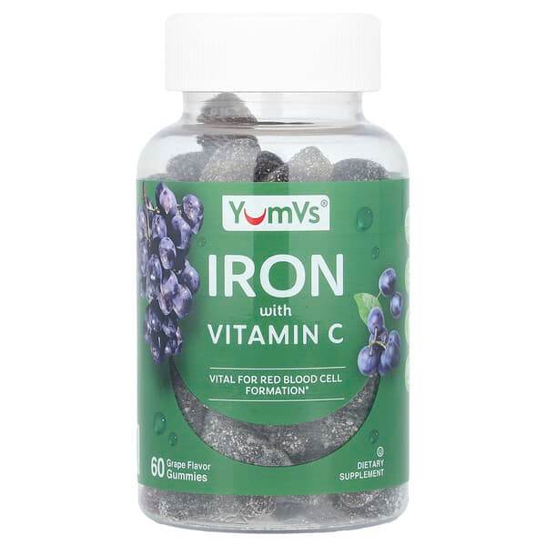 БАД YumVs, Железо с витамином C, виноград, 60 жевательных таблеток - Boxette Shop