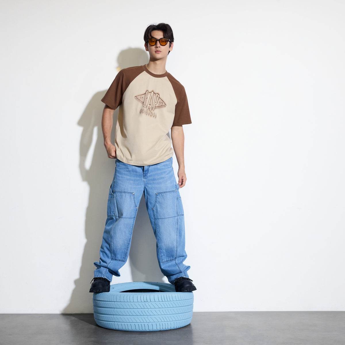 Gap urban casual collection хлопковая футболка с плечевым швом и круглым вырезом с коротким рукавом мужские и женские футболки - Boxette Shop