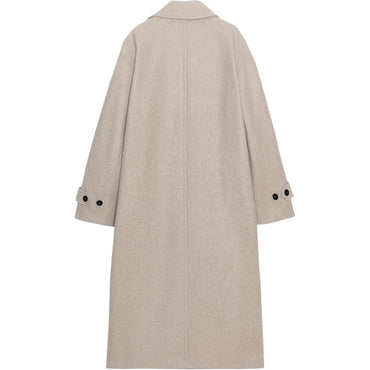 Zara мягкий свободный лацкан с длинным рукавом двубортное пальто женское
