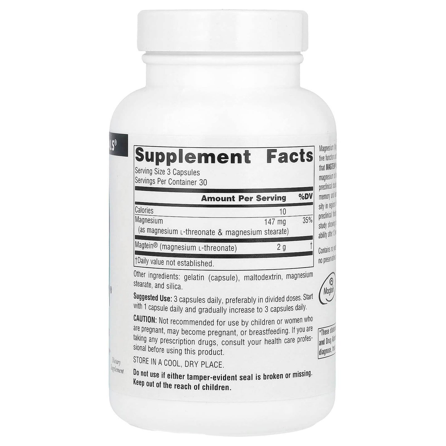 БАД Source Naturals Magtein, L-треонат магния, 667 мг, 90 капсул - Boxette Shop
