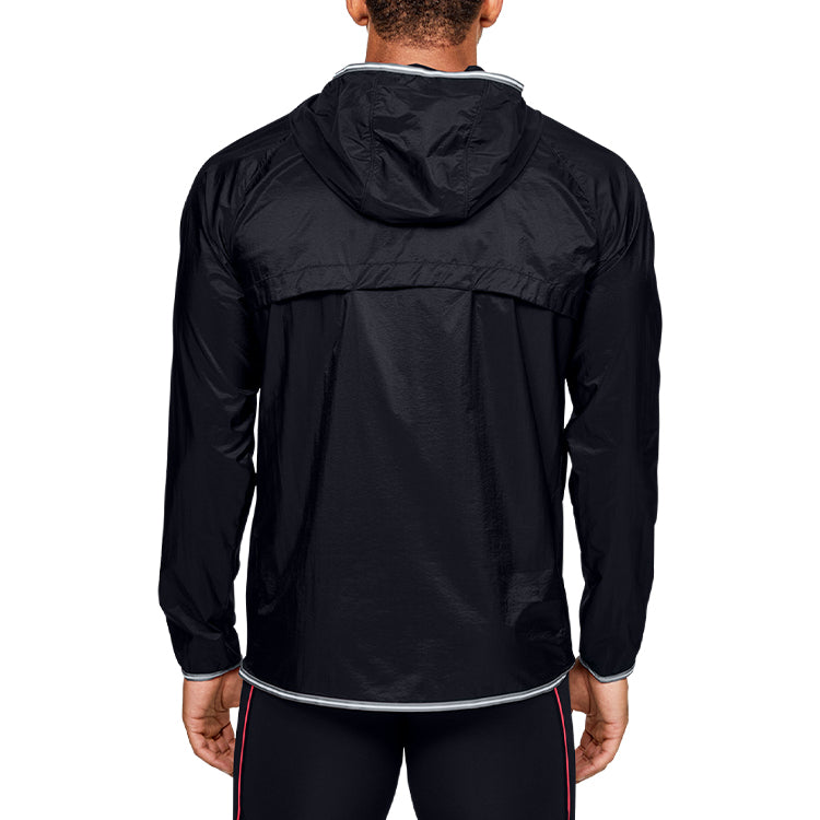 Under armour qualifier storm packable running hooded gym shirt men's black