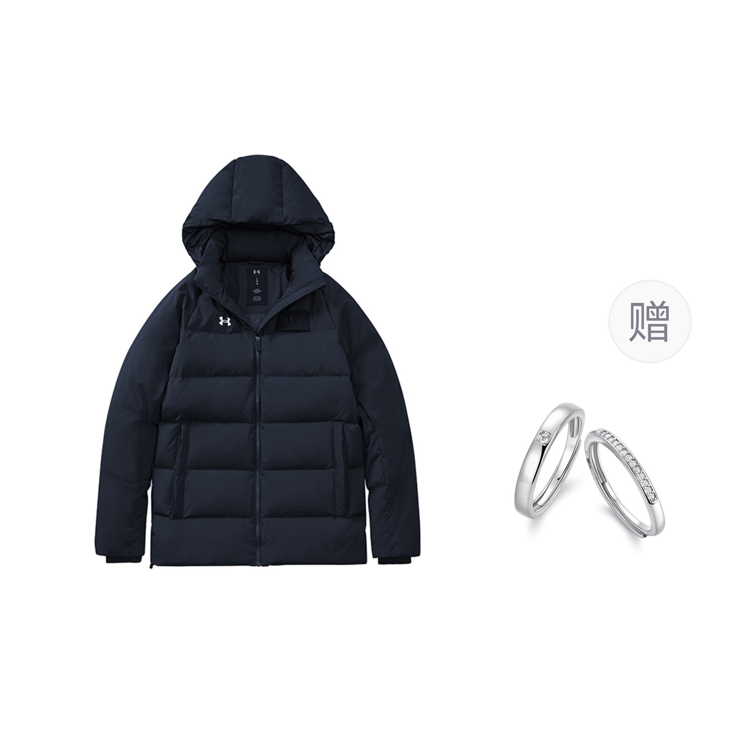 Under armour andromeda logo training hooded jacket down jacket winter co-ed black