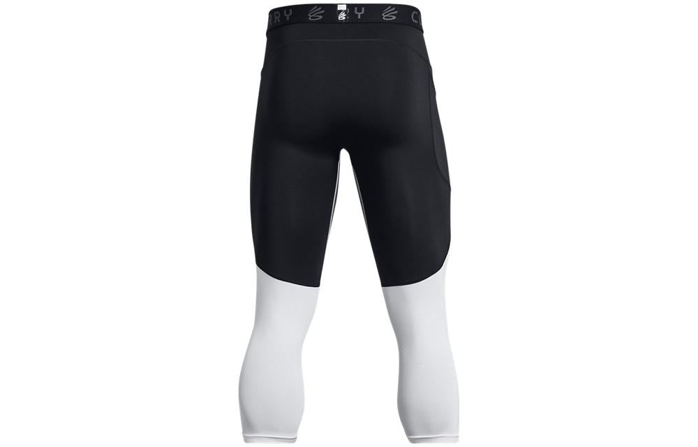 Under armour карри леггинсы карри логотип узорчатый цвет блокировки плотно семь тренировки внутри спортивный костюм брюки мужские черный