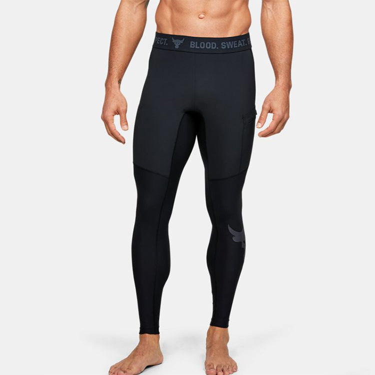 Under armour x monolith johnson совместный бренд project rock skinny брюки для фитнеса мужские черные