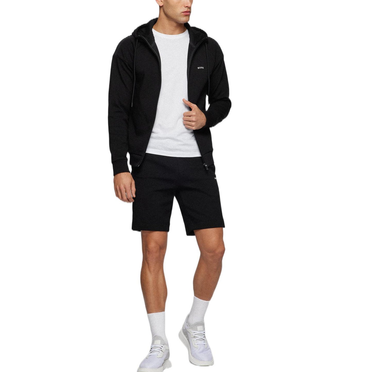 Hugo Boss erkaklar uchun qora kundalik logotipli bosma shortilar