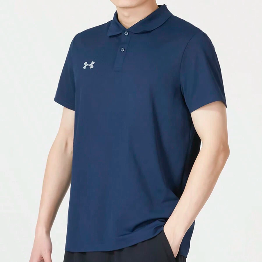 Under armour athletic life solid colour athletic casual breathable straight pullover polo shirt men's navy