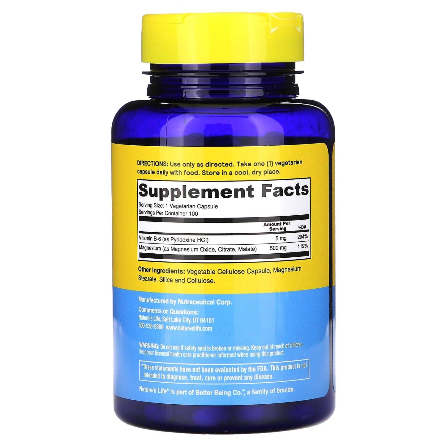 Nature's Life Renewing magnesium, 500 мг, 100 капсул - Boxette Shop