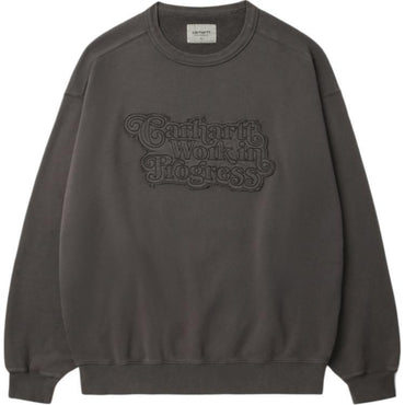 Carhartt wip ss25 amerika logotipi kashtado'zli mato patchli uzun yengli qora erkaklar sviteri