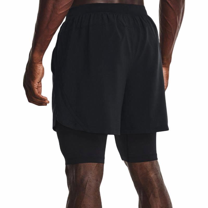 Under armour 2-в-1 спортивные тренировочные беговые дышащие шорты мужские черные