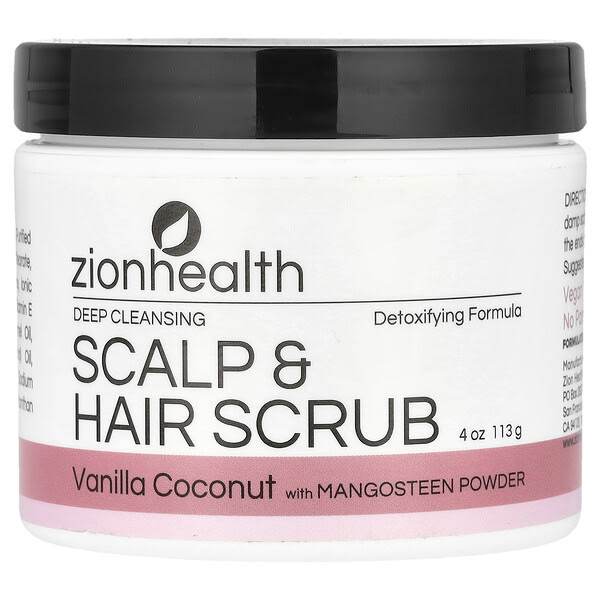 Скраб для волос Zion Health, ваниль и кокос, 113 г - Boxette Shop