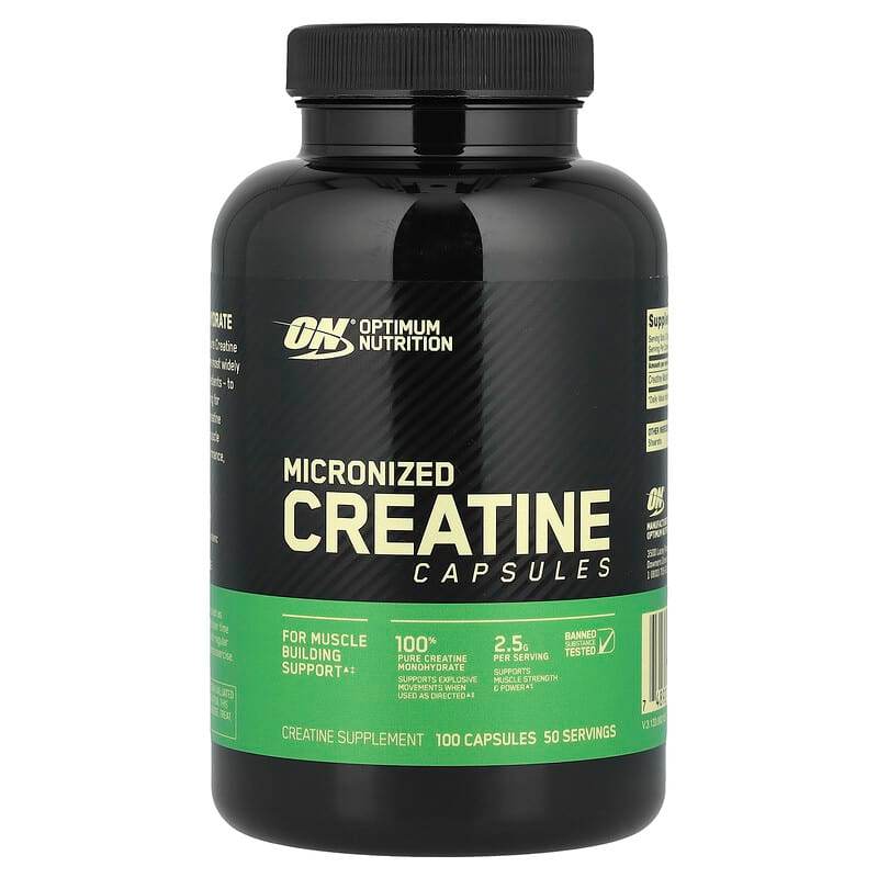 Спортивное питание Optimum Nutrition, микронизированный креатин, 100 капсул - Boxette Shop