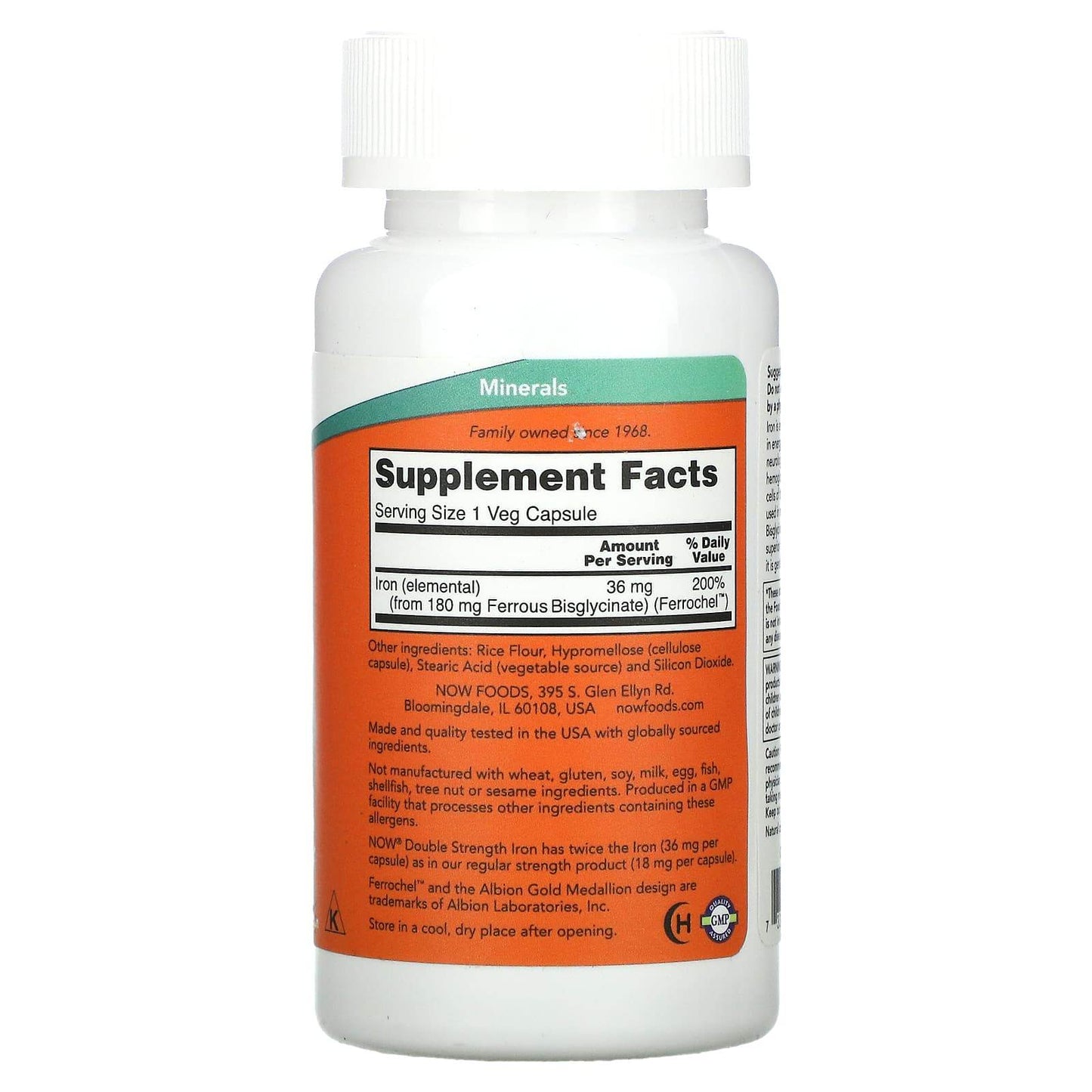 БАД NOW Foods Iron, 36 мг, 90 капсул - Boxette Shop