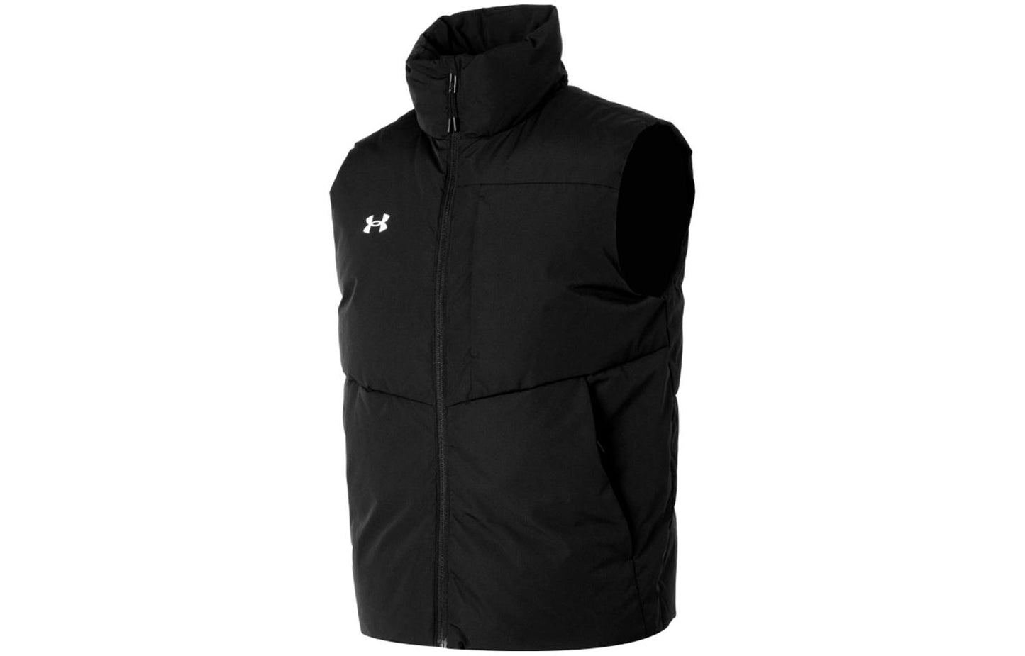 Under armour сплошной цвет стоячий воротник спорт на открытом воздухе бег casual вниз жилет мужчины и женщины черный