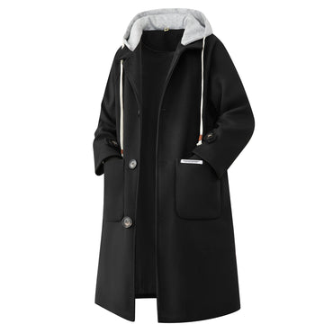 David beacon oddiy retro bo'sh tasodifiy kollej uslubi issiq qalinlashgan o'rta uzunlikdagi trench ko'ylagi ko'cha klassik asosiy ko'p qirrali bir ko'krak qalpoqli soxta ikki qismli tvid palto erkaklar va ayollar bir xil modellar