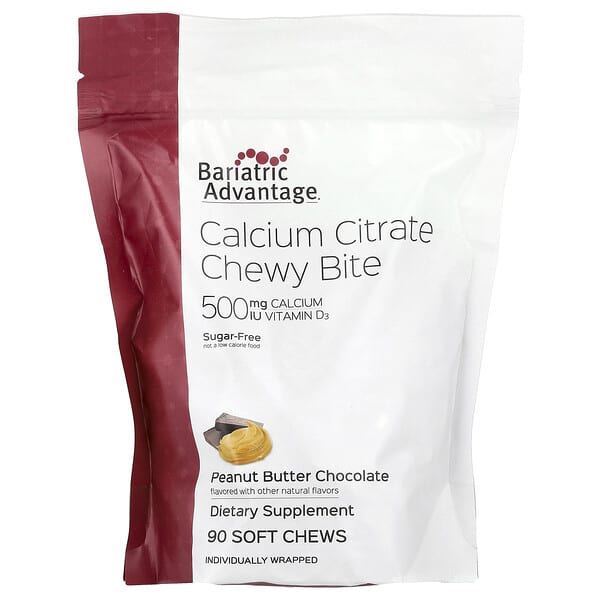 БАД Bariatric Advantage Chewy Bite, цитрат кальция, с арахисовым маслом и шоколадом, 90 жевательных таблеток