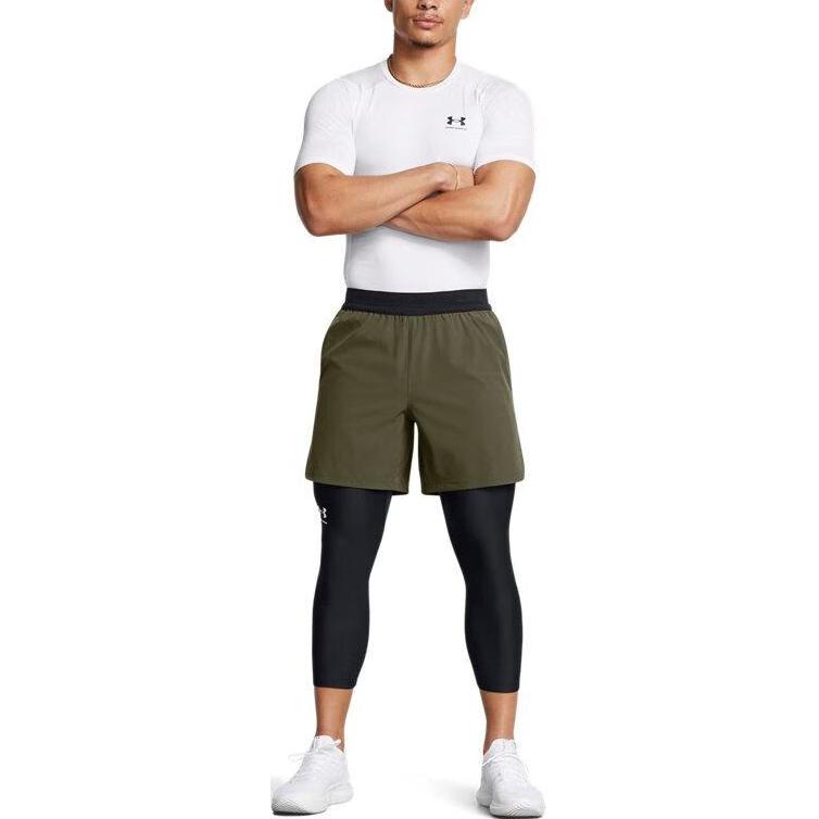 Under armour heatgearvanish буквы совпадение тонкий 7 тренировки фитнес внутренние леггинсы спортивные брюки мужские черный