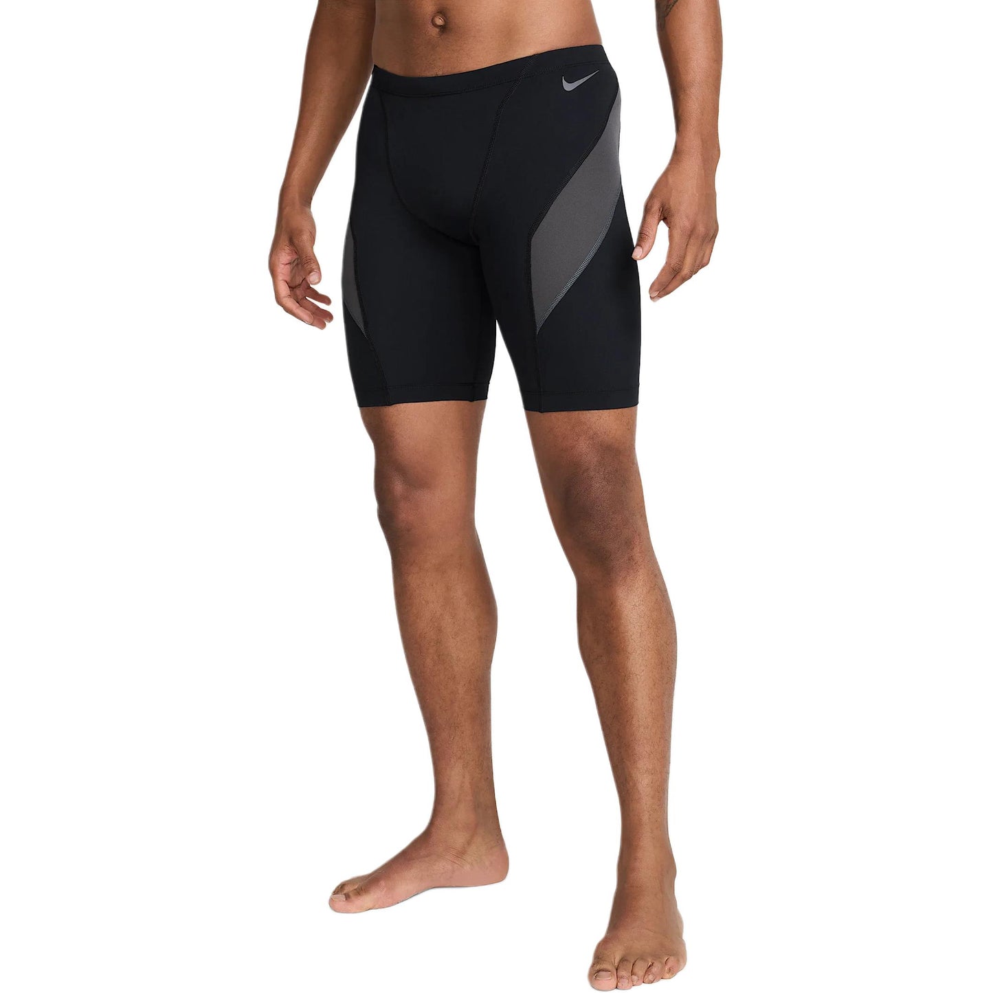 Nike colour block logo mid-rise 3/4 swim trunks мужские черные